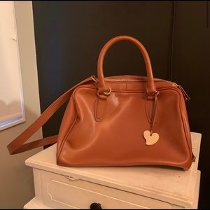 Cuore & Pelle Cognac leather Satchel Tan brown purse handbag crossbody bag